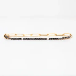 Black and White Diamond & Paperclip Half Tennis Bracelet