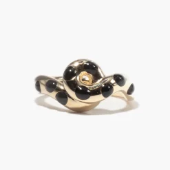 Black Enamel Chunky Wave Ring