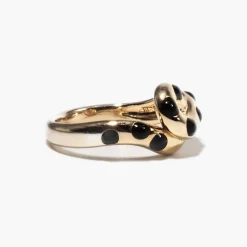Black Enamel Chunky Wave Ring