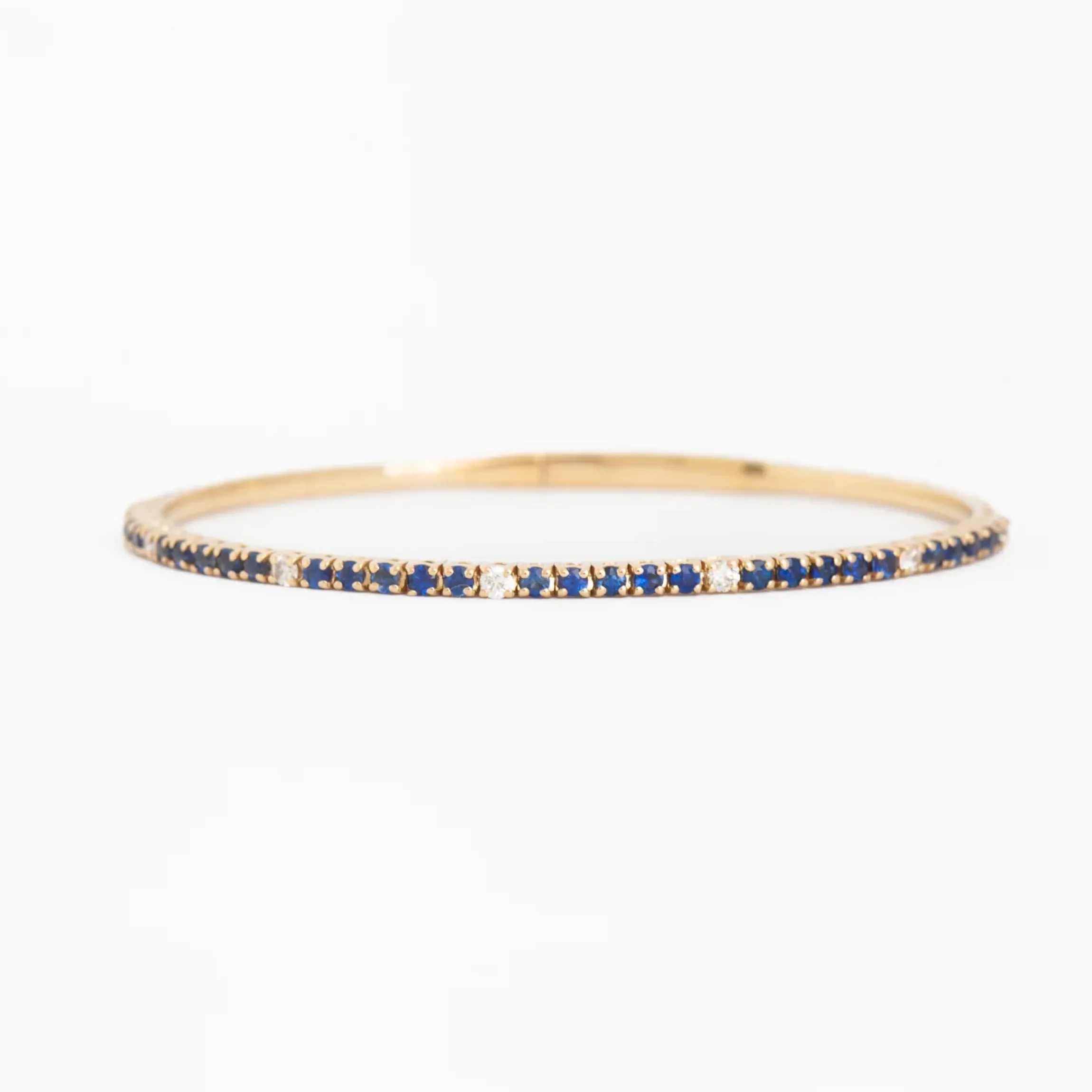 Blue Sapphire & White Diamond Flexible-Fit Bangle