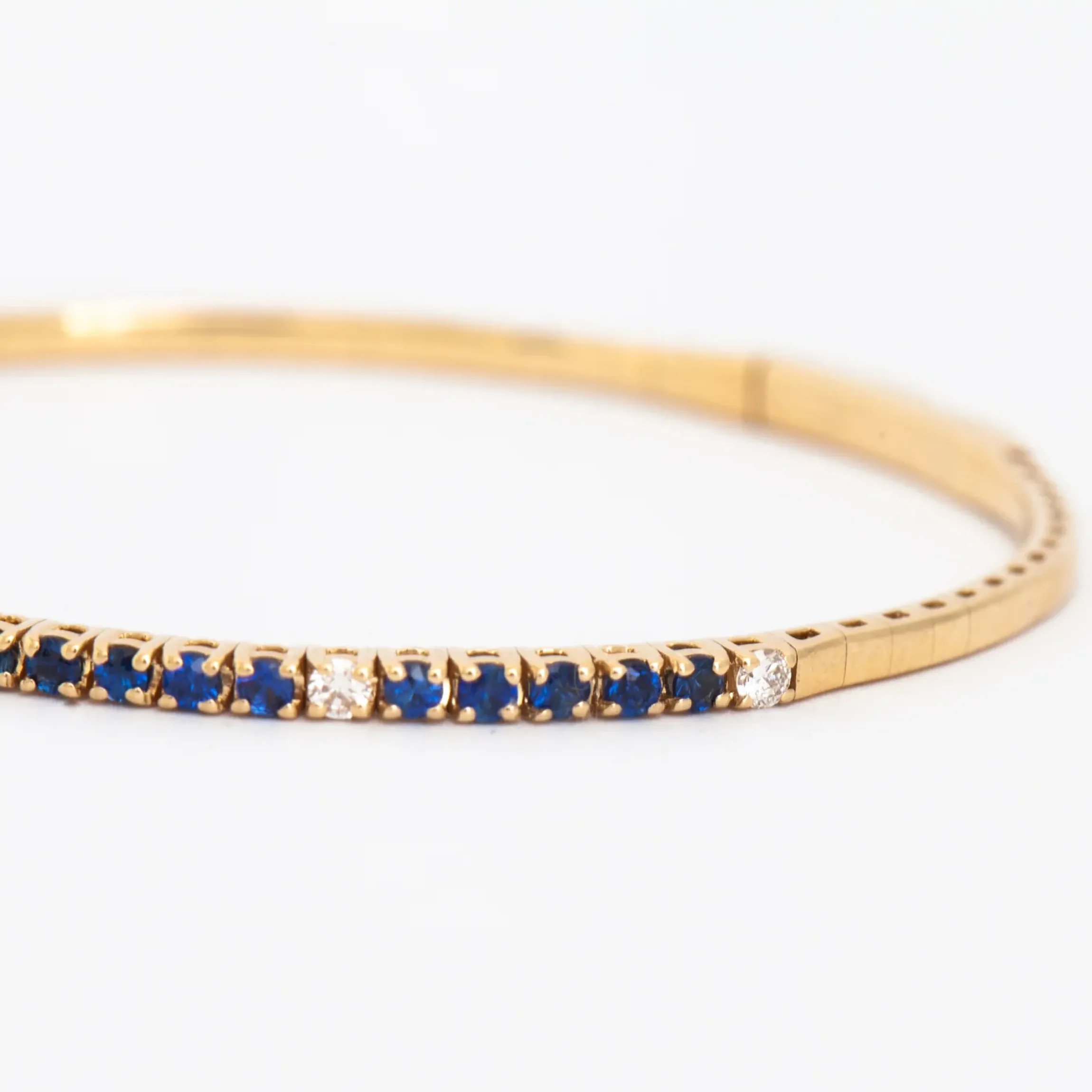 Blue Sapphire & White Diamond Flexible-Fit Bangle