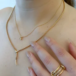 Box Chain Snake Lariat Necklace