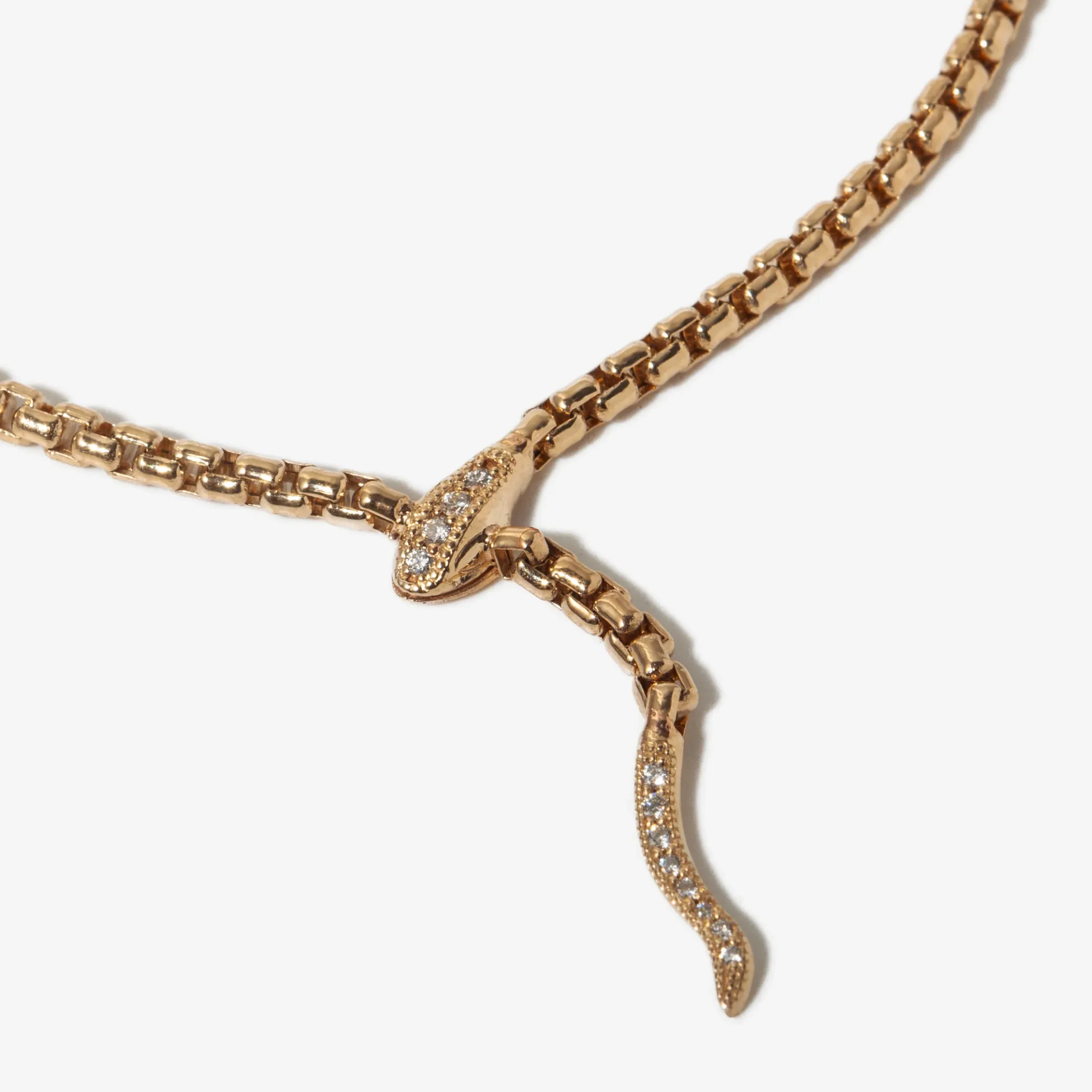 Box Chain Snake Lariat Necklace