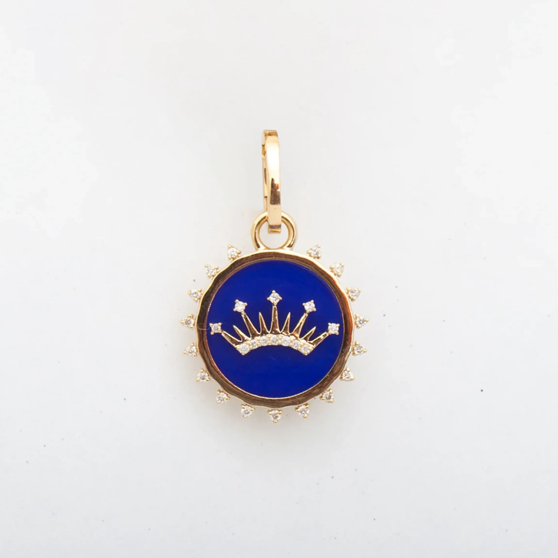 Ceramic & Diamond Crown Hinged Charm