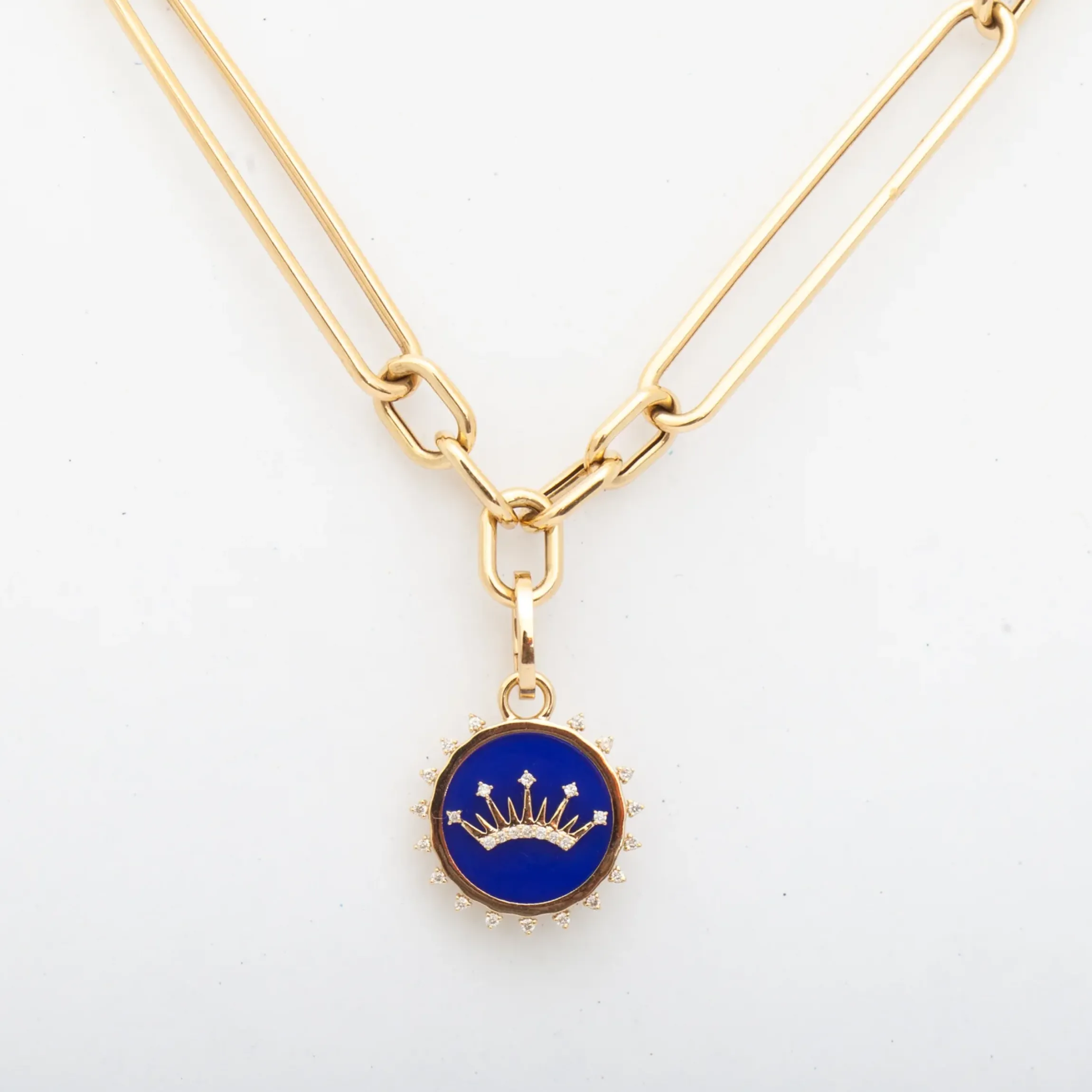 Ceramic & Diamond Crown Hinged Charm