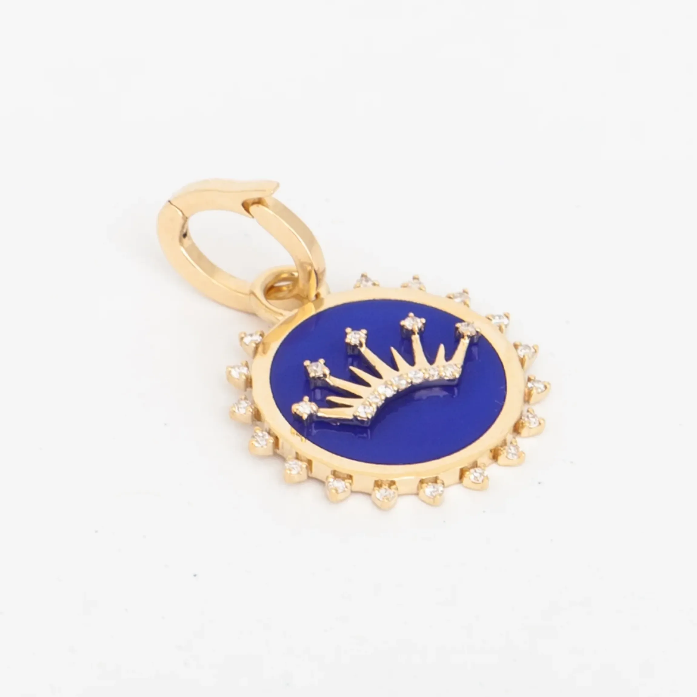 Ceramic & Diamond Crown Hinged Charm
