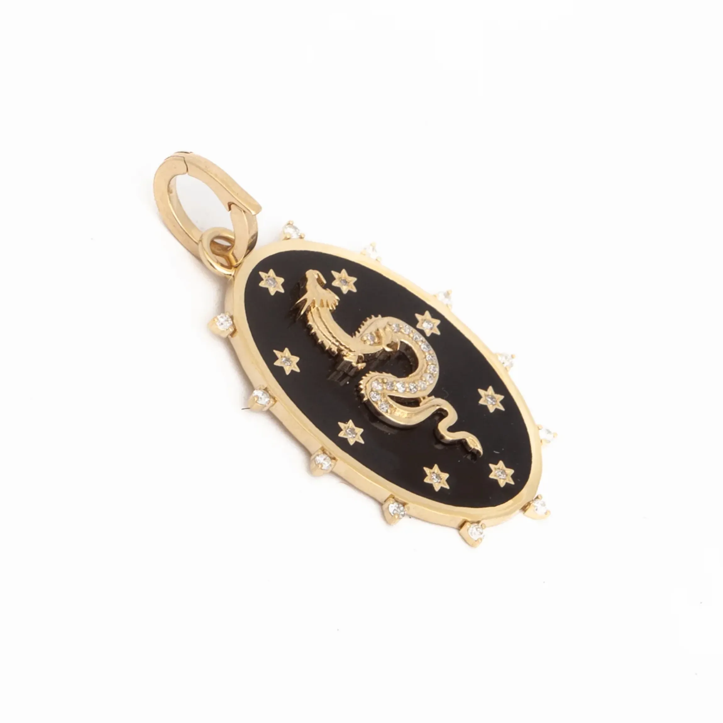 Ceramic & Diamond Dragon Hinged Charm