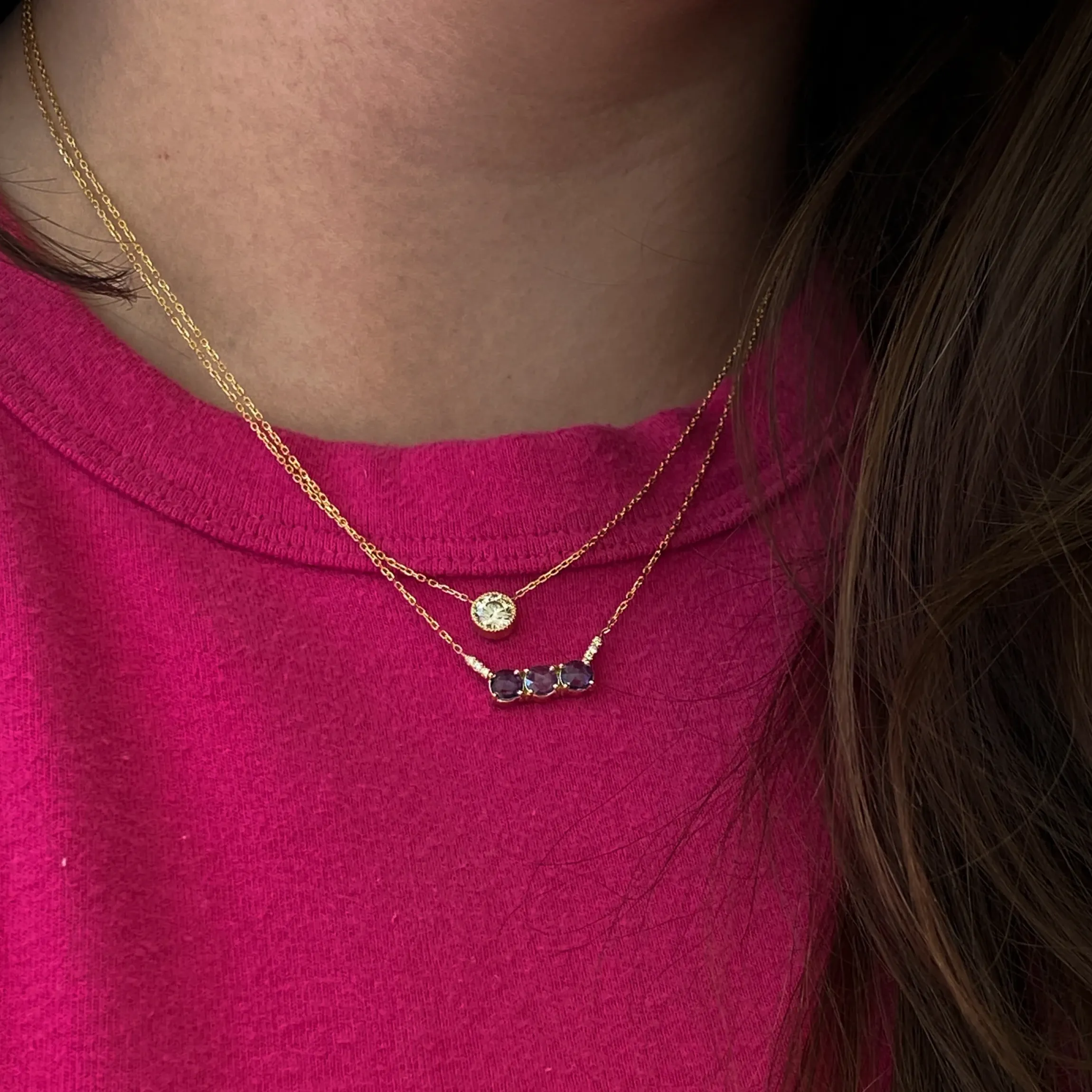 Champagne Diamond Large Magic Eye Necklace