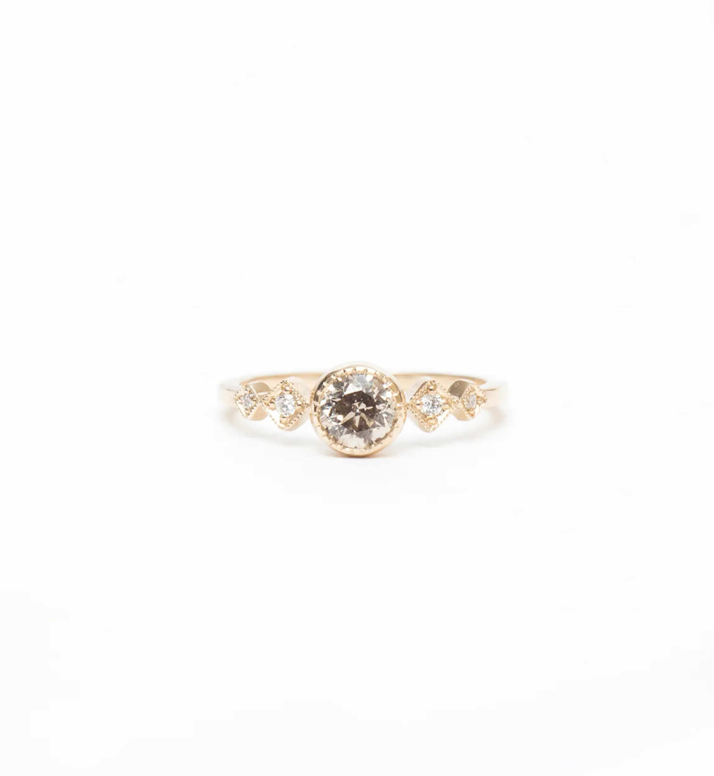 Champagne Diamond Solitaire Echo Ring