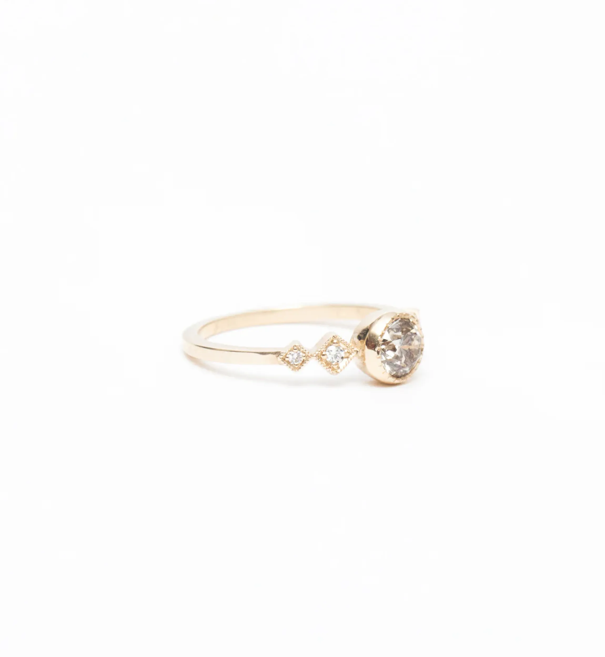 Champagne Diamond Solitaire Echo Ring