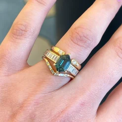 Chevron Wedding Ring with Baguette Diamonds