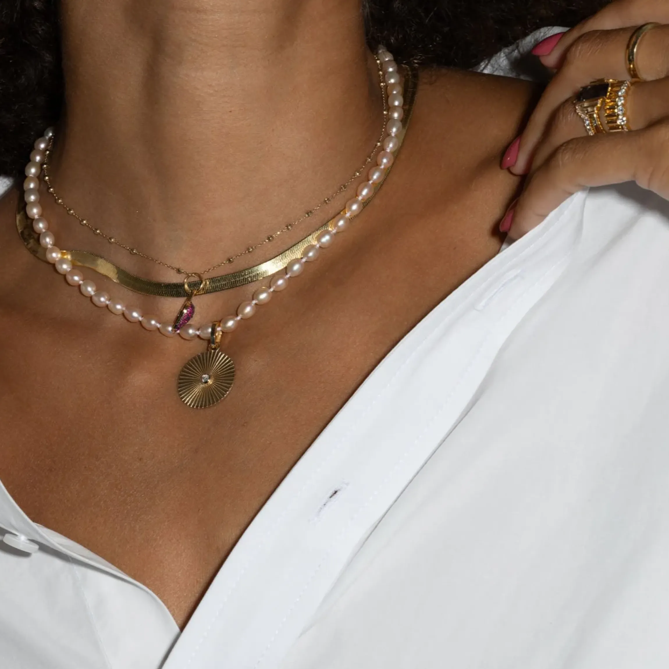 Chunky Pink Seed Pearl Necklace