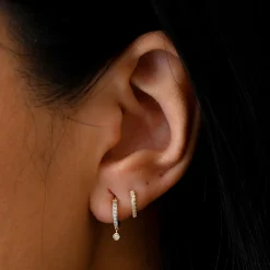 Colmillo Half White Pavé Diamond Huggies