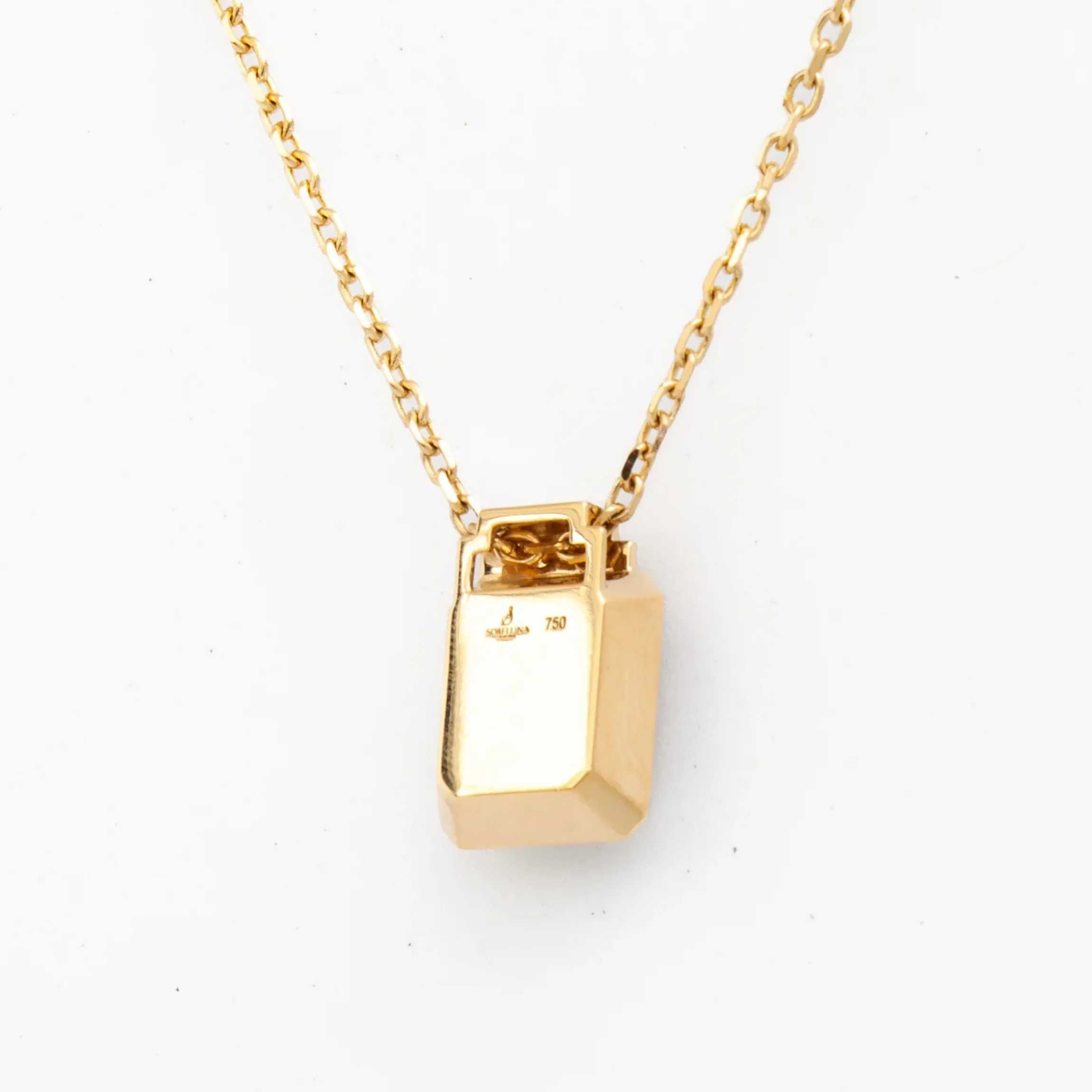 Crescent Moon on Grey Moonstone Signet Necklace