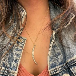 1.50ct Old European Diamond Crescent Pendant Necklace c. 1915