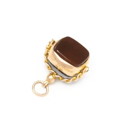 Cushion Bloodstone & Carnelian Fob Charm 1920