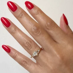 Dainty Deco Engagement Ring with Marquise Diamond