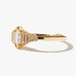 Dainty Deco Engagement Ring with Marquise Diamond