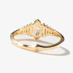 Dainty Deco Engagement Ring with Marquise Diamond