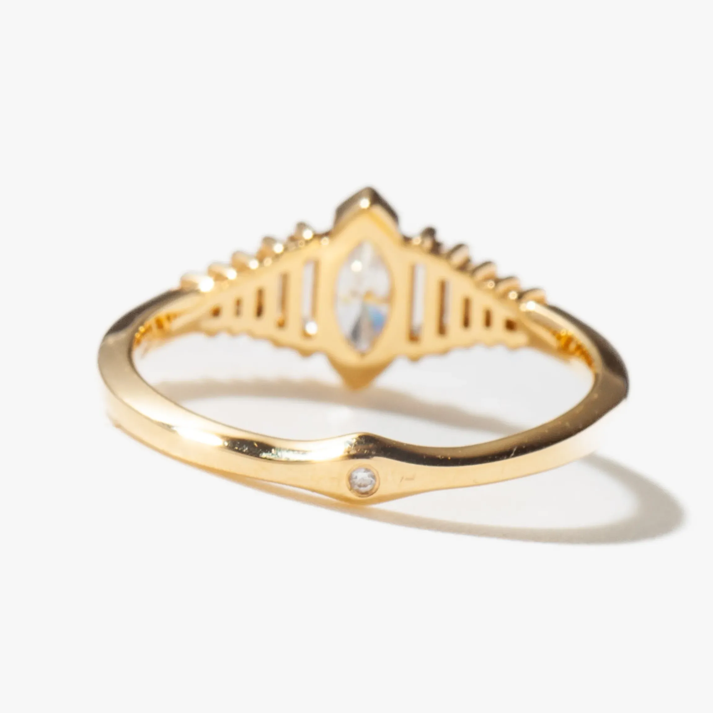 Dainty Deco Engagement Ring with Marquise Diamond