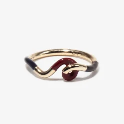 Dark Navy, Burgundy & Cherry Chocolate Enamel Multi Frequency Ring