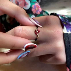 Dark Navy, Burgundy & Cherry Chocolate Enamel Multi Frequency Ring