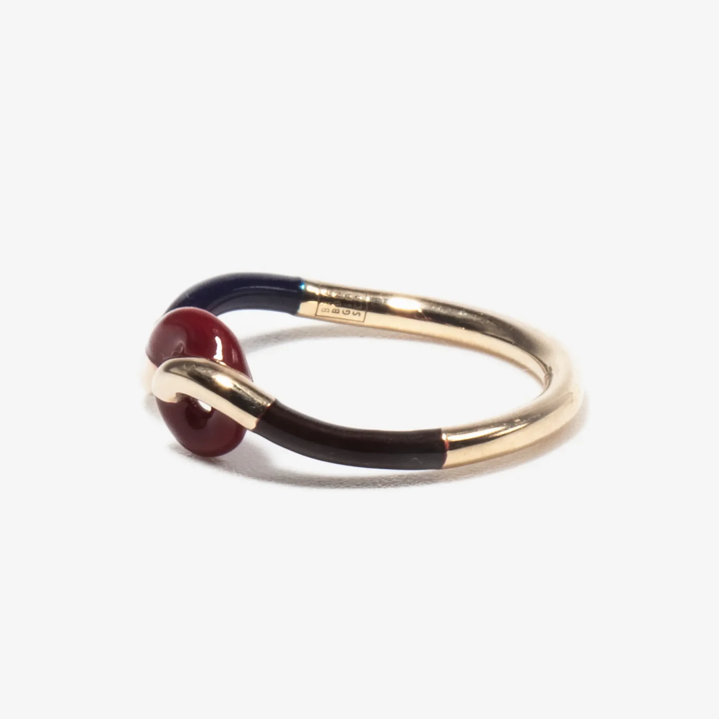Dark Navy, Burgundy & Cherry Chocolate Enamel Multi Frequency Ring