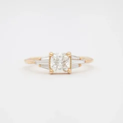 Deco Engagement Ring with Cushion Diamond