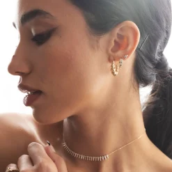 Diamond Baguette Bar Stud