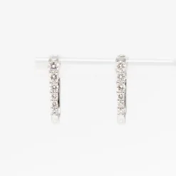 Diamond Half Paperclip White Gold Huggie Hoops