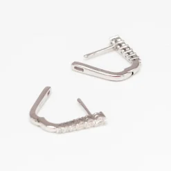 Diamond Half Paperclip White Gold Huggie Hoops