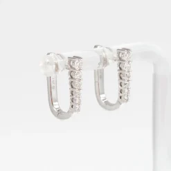 Diamond Half Paperclip White Gold Huggie Hoops