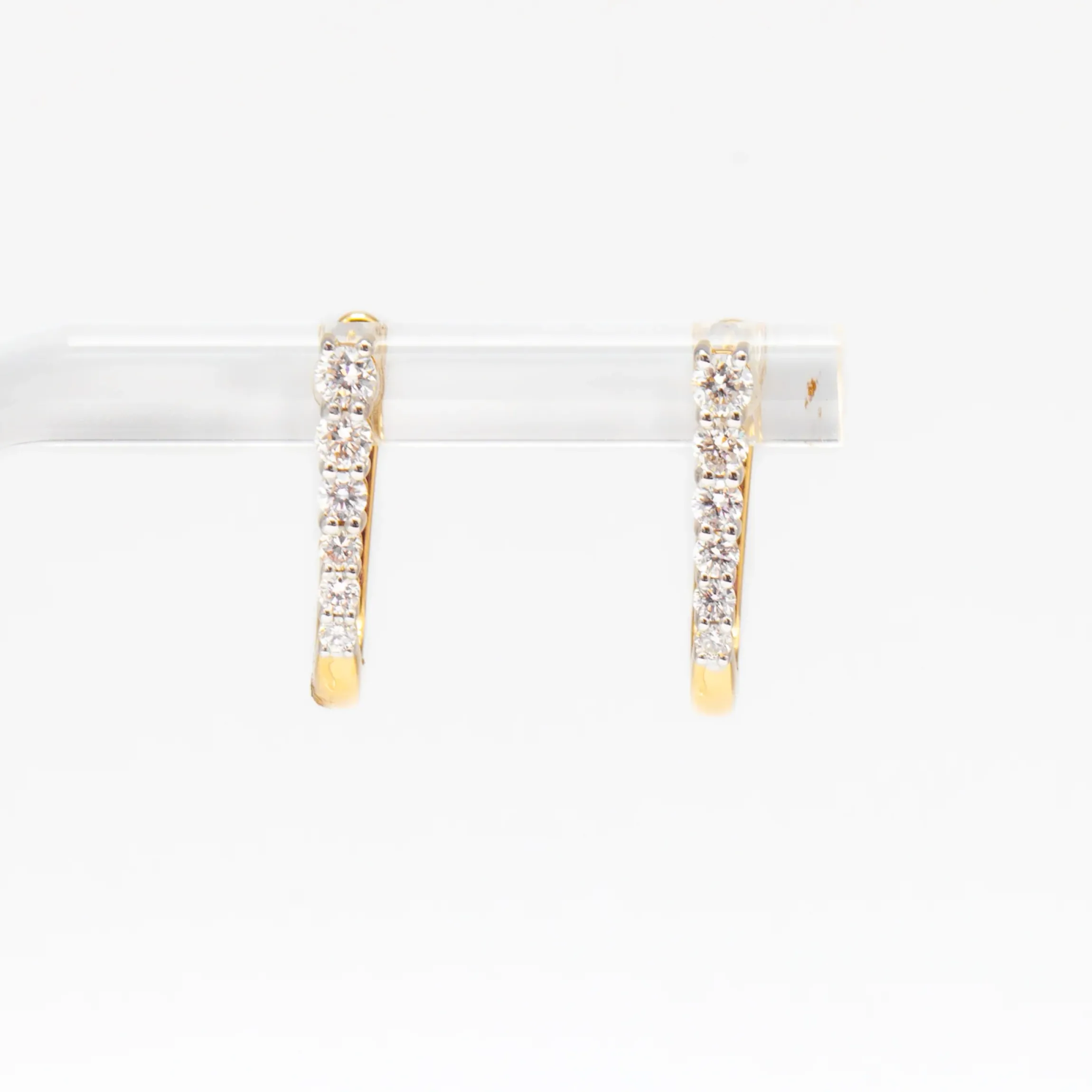 Diamond Half Paperclip Yellow Gold Huggie Hoops
