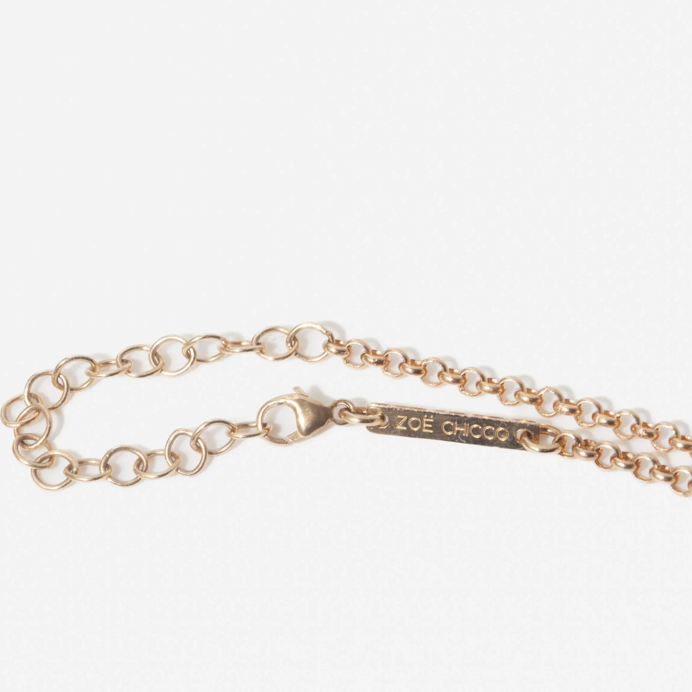 Diamond Mosaic Brushed Gold Vertical Hexagon Tag Rolo Chain Necklace