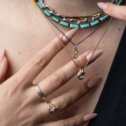 Double Linked Pavé Diamond Knot Necklace