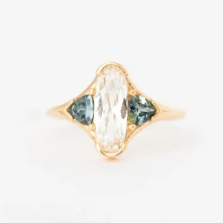 Elongated Oval & Sapphire Trillion Ring