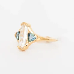 Elongated Oval & Sapphire Trillion Ring