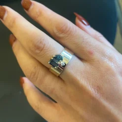 Emerald and Pear Cut Sapphire and Diamond Bricolage Ring