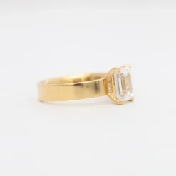 Emerald Cut Four-Prong Temple Solitaire