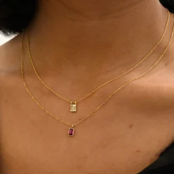 Emerald Cut Ruby Wisp Necklace