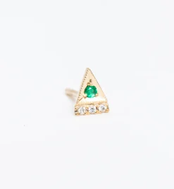 Emerald Deco Point Triangle Stud