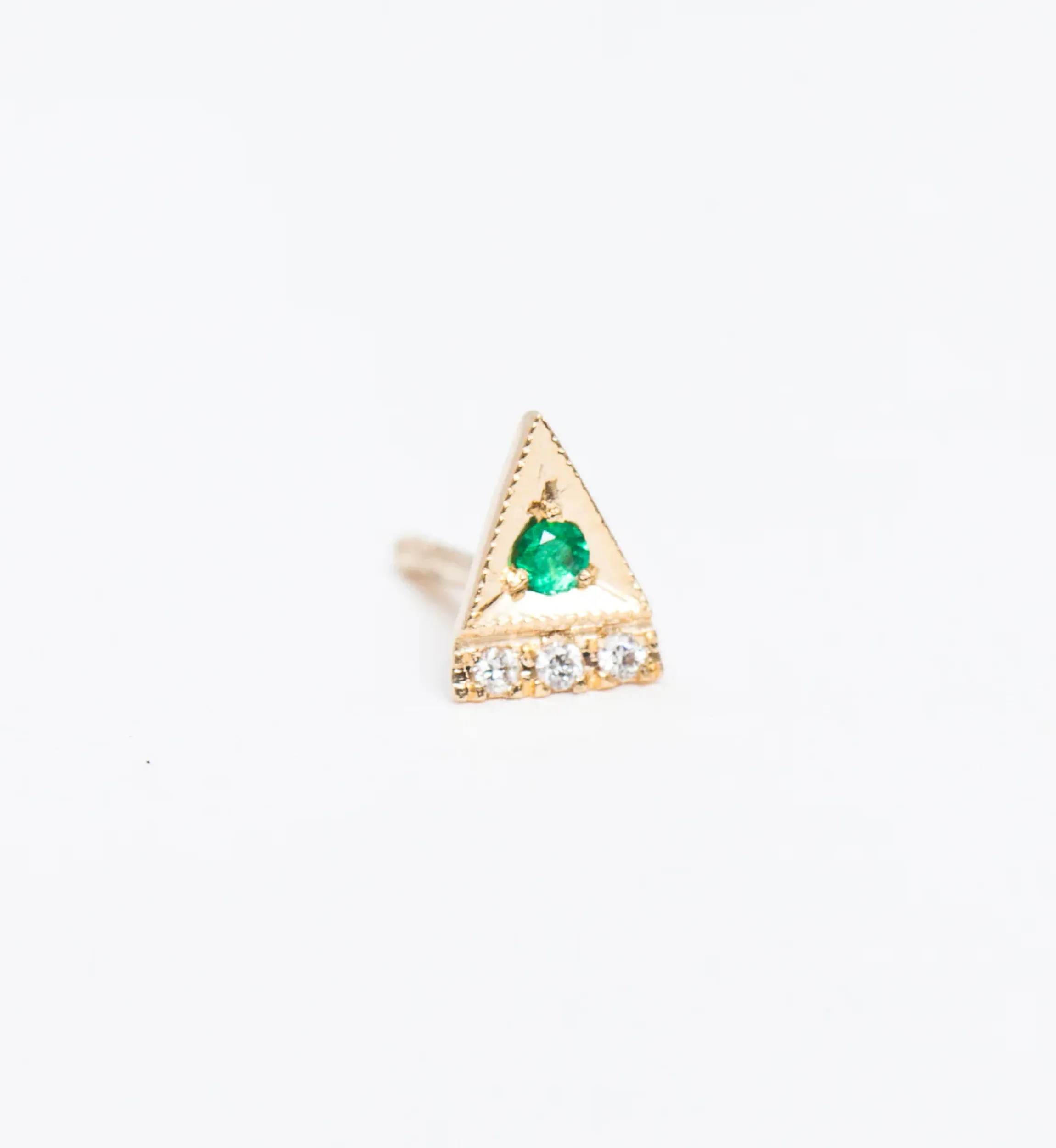 Emerald Deco Point Triangle Stud