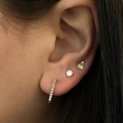 Emerald Deco Point Triangle Stud