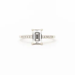 Emerald-cut Diamond Canopy Pavé Solitaire