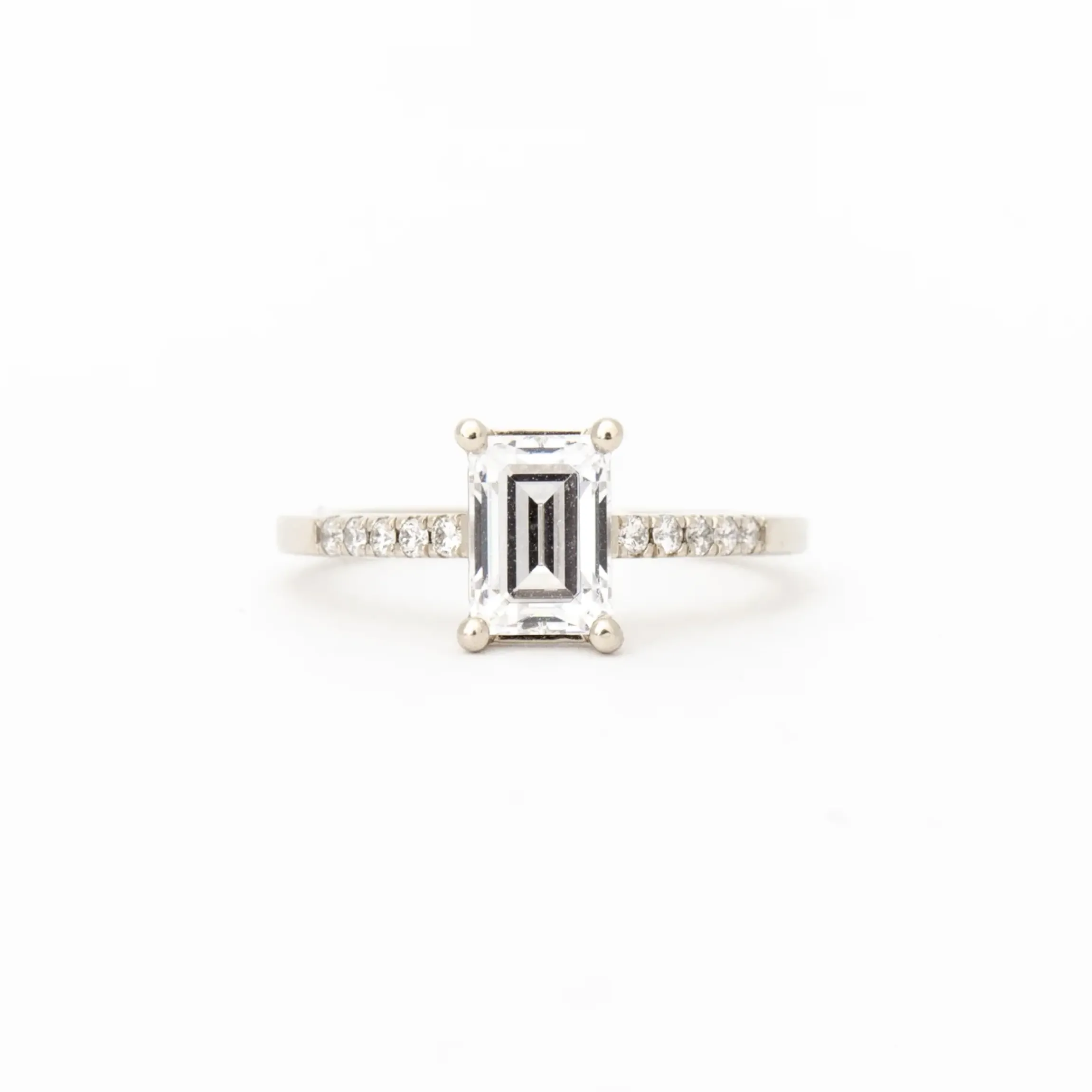 Emerald-cut Diamond Canopy Pavé Solitaire
