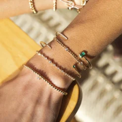 Emerald-cut Emerald & Pavé Diamond Cuff