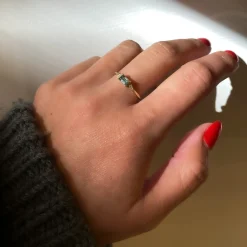 Emerald-cut Green Sapphire Deco Ring