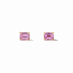 Emerald-Cut Pink Sapphire Studs