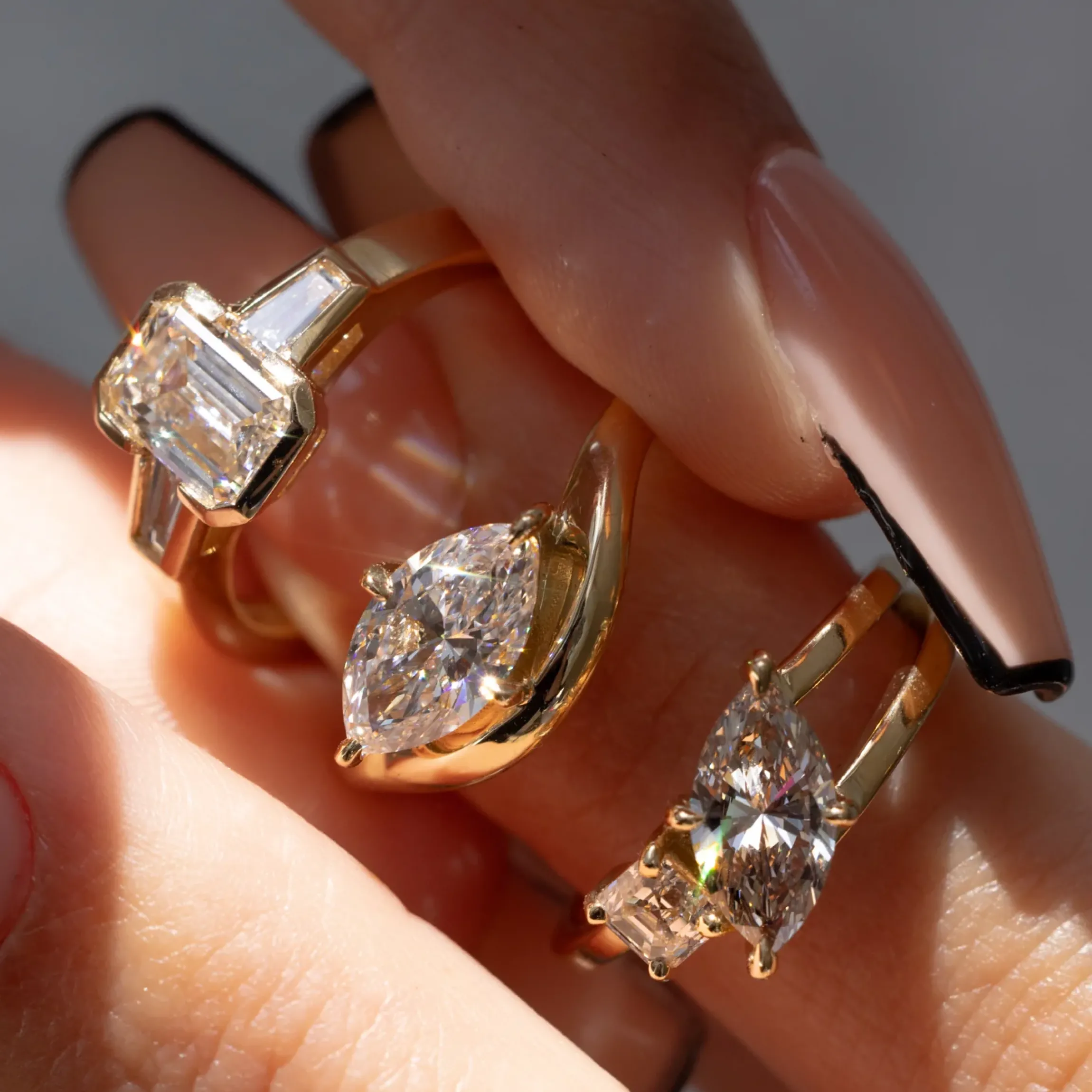 Emerald-cut Ponte Three-Stone Ring