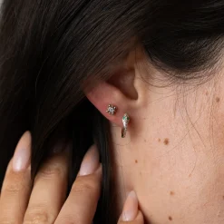 Emerald-Eye Snake Huggie Hoops